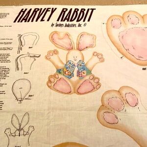 Harvey the Rabbit Doll Fabric Cut Out Material SWEET